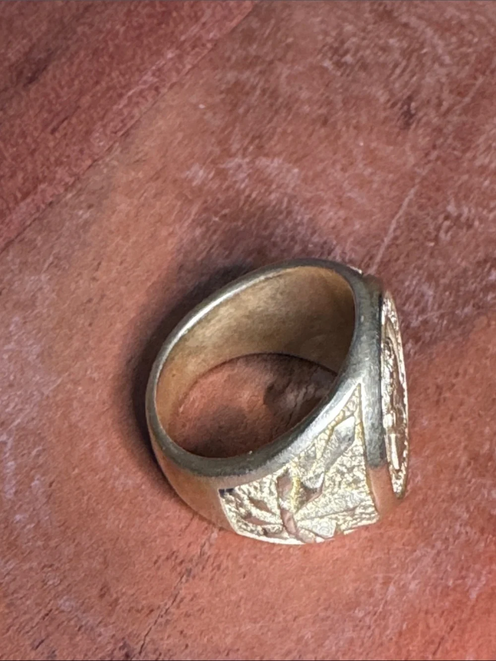 Men's Gold tone  Coin Signet Ring - Classic Profile Design